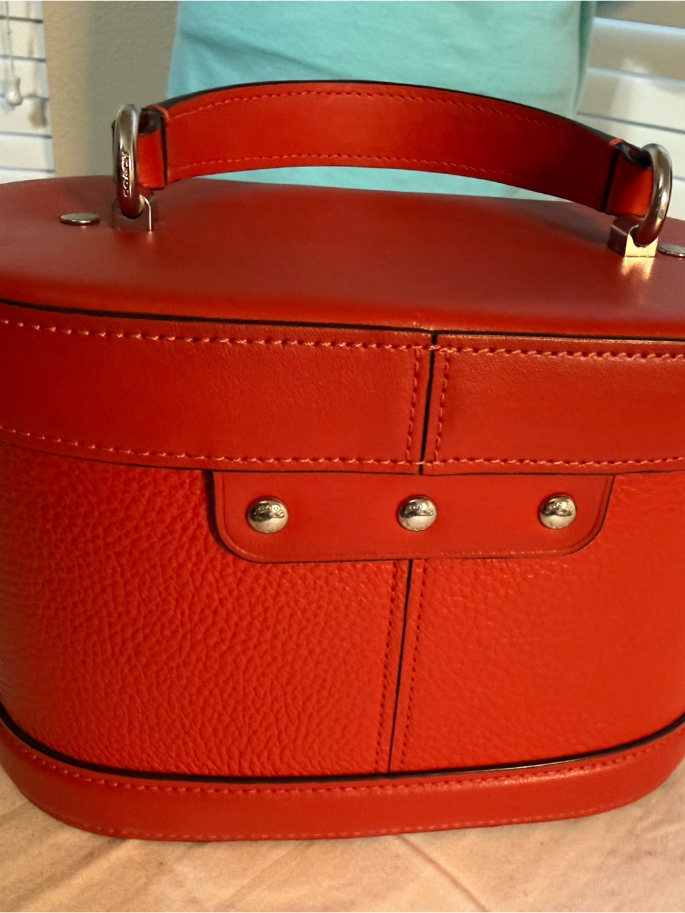 Coach  Geranium Leather Small Top-Handle Structured Mini Tote Crossbody Bag - Picture 3 of 7